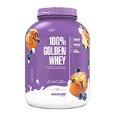 Maxler 100% Golden Whey – bouteille goût myrtille-muffin, plaisir et récupération après l'entraînement.