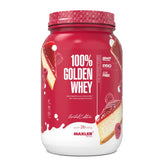 Maxler 100% Golden Whey en poudre framboise cheesecake, riche en protéines.