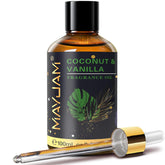 MAYJAM Coco Vanille : bouteille ambrée pour diffusion durable et sécurisée.