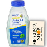 ME GUSTA SHOP Equate pastilles antiacide Wintergreen en bouteille, 750 mg, 96 ct, usage après repas.