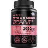 MEDCHOICE Myo-Inositol 40:1, bouteille pratique pour soutenir l'équilibre hormonal quotidien.