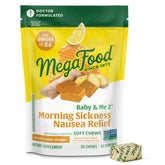 MegaFood Baby et Moi : bonbons gingembre, soulagement léger pour les nausées matinales en déplacement.