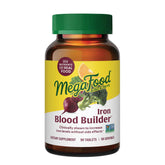 MegaFood Blood Builder bouteille sur table prêt à l'emploi et usage quotidien.