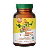 MegaFood Curcuma Bouteille: tablettes riches en curcuminoïdes et vitamine C, soutien quotidien.