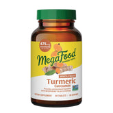 MegaFood Turmeric: flacon et comprimés riches en curcuminoïdes.