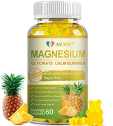 Gommes MENXI magnésium glycinate ananas – bouteille présentée et soutien relaxation potentiel.