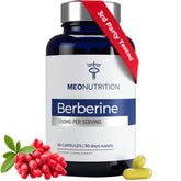 Meo Nutrition Berberine HCI, bouteille prête pour le soutien potentiel du métabolisme.