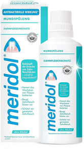 Meridol bouteille 400 ml prête à l'usage quotidien pour une hygiène bucco-dentaire complète.