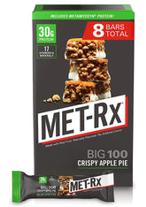 MET-Rx Big 100 barre pomme croustillante, pratique en emballage pour emporter.