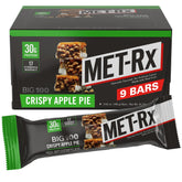 Barre MET-Rx Big 100 Colossal, boîte tarte-pomme croustillante pour un encas protéiné rapide.