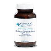 Metabolic Maintenance Ashwagandha Plus – bouteille et capsules, soutien du stress et du calme.