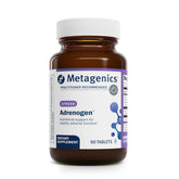 Metagenics Adrenogen — bouteille de comprimés: soutien potentiel à l'équilibre hormonal et énergie.