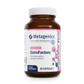 Metagenics EstroFactors – Bouteille et comprimés, soutien potentiel au métabolisme des œstrogènes.