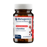 Metagenics L-Carnitine: capsules visibles, soutient potentiellement l'énergie et le métabolisme des graisses.