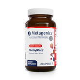 Metagenics MethylCare – gros plan sur l’étiquette montrant folate L-5-MTHF
