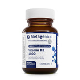 Metagenics Vitamine D3 1000 UI – bouteille visible, soutien potentiel à la santé osseuse.