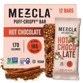 Barre Mezcla protéine puff-crispy chocolat chaud, texture légère et satisfaisante.