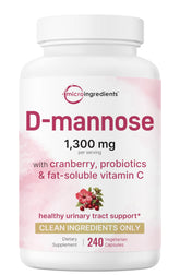 Micro Ingredients D-Mannose 1300mg, capsules végétales pour soutien potentiel des voies urinaires