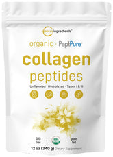 Bouteille Micro Ingredients de collagene en poudre, 12oz, facile a integrer dans votre routine beauté.