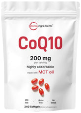 Micro Ingredients CoQ10 softgels avec huile MCT de coco, absorption optimisée.