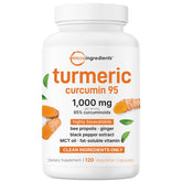 Micro Ingredients Curcuma pur en bouteille de capsules, soutien quotidien des articulations et du bien-être.