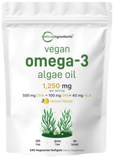 Gélules d'huile d'algues Micro Ingredients oméga-3, bouteille pratique, sans poisson pour routine quotidienne.