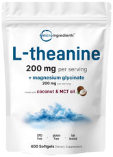 Micro Ingredients L-Theanine et Magnésium Glycinate dans une bouteille pratique.