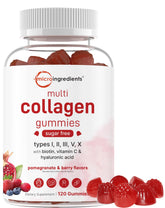 Gommes Micro Ingredients Multi Collagen dans une bouteille, pratique pour la routine beauté.