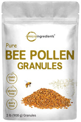 Pollen d’abeille Micro Ingredients en granules, emballage 2 lb, dosage pratique.