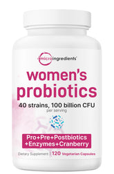 Micro Ingredients Probiotiques pour femmes, capsule végétarienne, 100 milliards CFU, soutien digestif et équilibre intime.