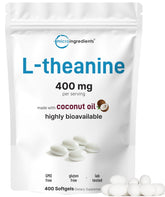 Micro Ingredients L-Theanine 400 mg gélules en bouteille: calme et concentration.