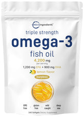Gélules Micro Ingredients Oméga-3 au citron, flacon visible pour un apport quotidien pratique.