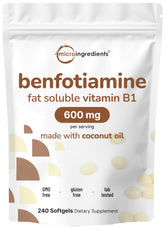 Micro Ingredients Vitamine B1 Benfotiamine, gélules molles faciles à avaler, absorption optimisée.