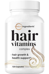 Micro Ingredients vitamines-cheveux-120-capsules, soutien potentiel pour cheveux plus épais.