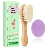 Molylove brosse cheveux bébé avec poils de chèvre naturels pour cuir chevelu doux.