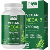 MOM NUTRIX Omega3 algue, bouteille, soutien potentiel du cœur et du cerveau.