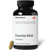 Momentous Essentiel Multivitamine – bouteille montrant énergie et bien-être quotidien.