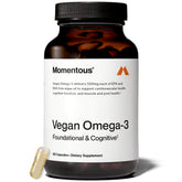 Momentous Vegan Omega-3 en bouteille, capsules faciles pour le cœur et le cerveau.