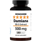 MONOHERB Damiana 500 mg, bouteille de capsules, extrait puissant prêt à l'emploi