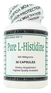 Montiff L-Histidine 600 mg, bouteilles de capsules, apport quotidien en acide aminé.