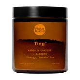 Moon Juice Ting poudre mangue, parfum frais, énergie soutenue sans sucre ajouté.