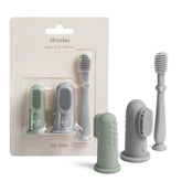 Moonkie kit-doigts-bebe-bleu: brosse doigt pour soin buccal précoce.