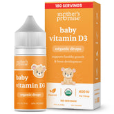 Gouttes D3Mother's Promise en bouteille pour bébé, dosage quotidien pratique.