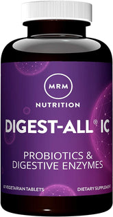 MRM Digest-All IC, bouteille avec comprimés, soutient digestion et absorption des nutriments.