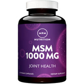 MRM MSM 1000mg, bouteille et capsules, soutien quotidien à la mobilité.