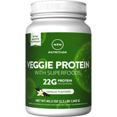 MRM Protéine Végétale Vanille: bouteille versante, apport pratique protéines végétales.