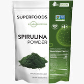 MRM Spiruline Poudre emballage en verre, pratique pour un usage quotidien.