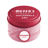 Bougie en tin au soja Mrs. Meyer's Clean Day menthe poivree, brule 12h