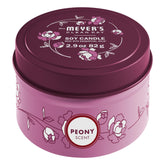 Bougie en tin à la pivoine par Mrs. Meyer's Clean Day, ambiance florale accueillante.