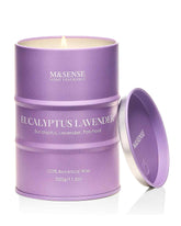 Bougie M&SENSE eucalyptus-lavande, ambiance relaxante pour méditation.